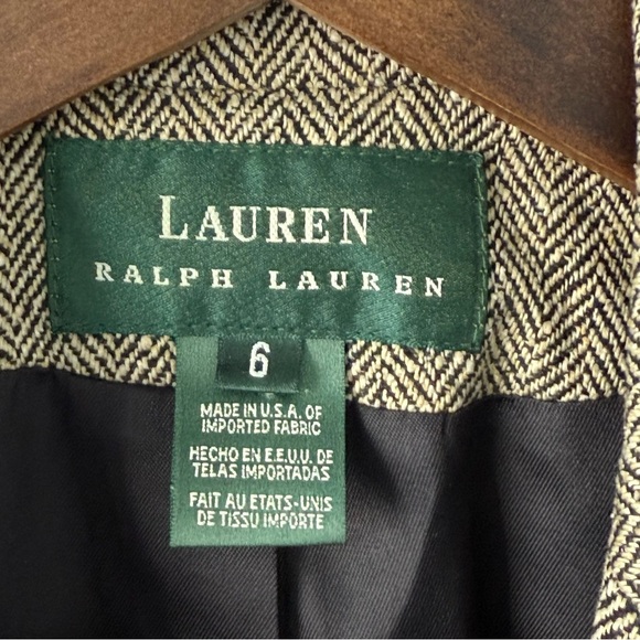 Lauren Ralph Lauren 100% Silk Equestrian Herringbone Tweed Blazer Jacket 6 - Picture 6 of 13